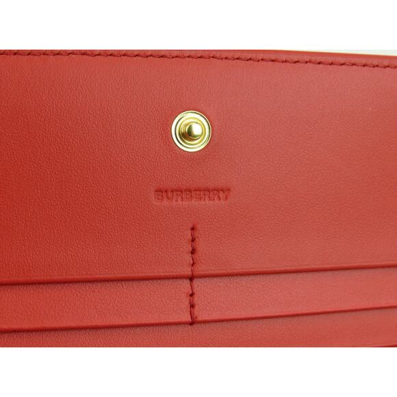 $680 BURBERRY PORTER RED LOGO EMBOSSED LEATHER FLAP CONTINENTAL - Picture 10 of 15